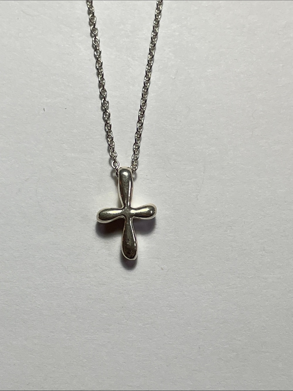 liberty Sterling Silver Puff Cross Pendant Necklace